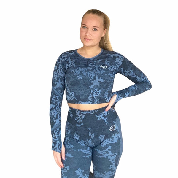 Army Blue Camo Cropped Top